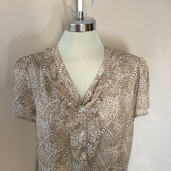SOON Brown and Beige semi transparent,  Blouse size 18 - Picture 5 of 11